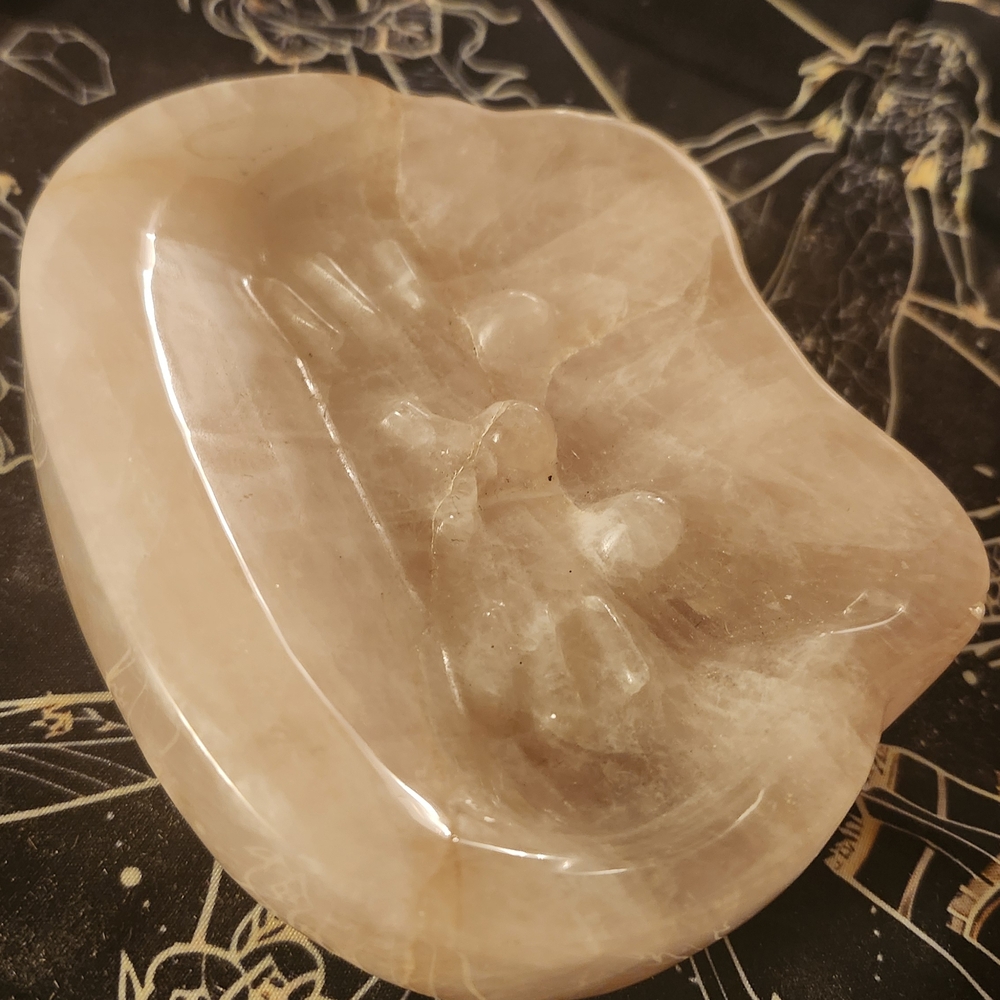 Elegant Rose Quartz Cat Bowl